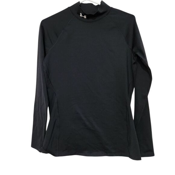 Under Armour Coldgear Top For Women Size Large Fitted Black Color  Mock Neck - Picture 1 of 9